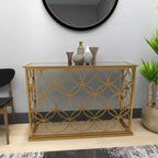 Console en fer et miroir, doré 47 po