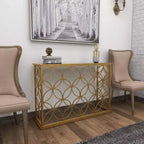 Console en fer et miroir, doré 47 po