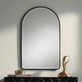 Metal Arch Wall Mirror with Matte Black Frame 24"