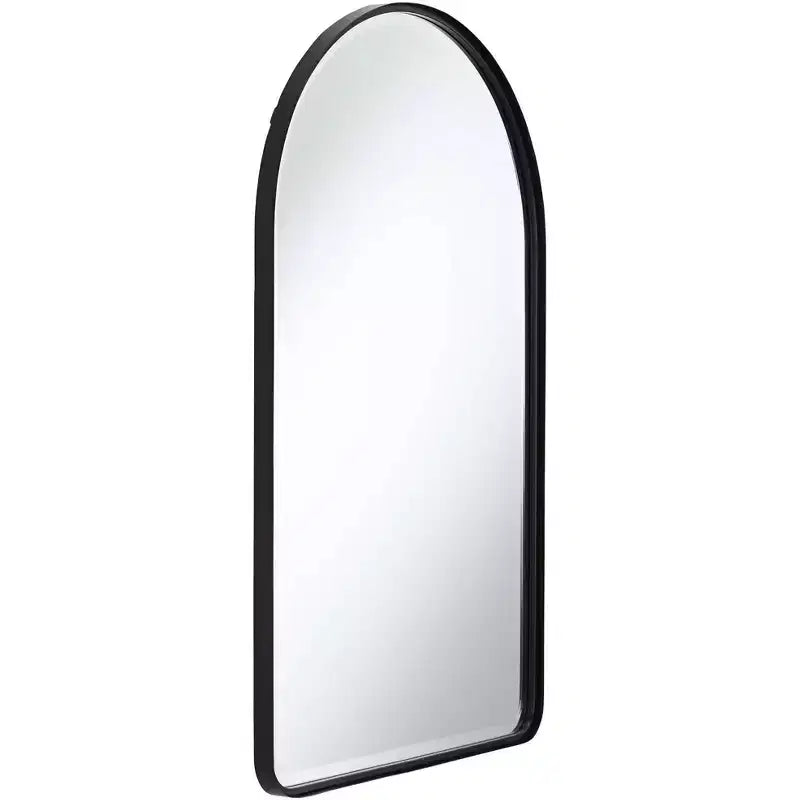 Metal Arch Wall Mirror with Matte Black Frame 24"