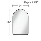 Miroir mural arche en métal avec cadre noir mat 24 po