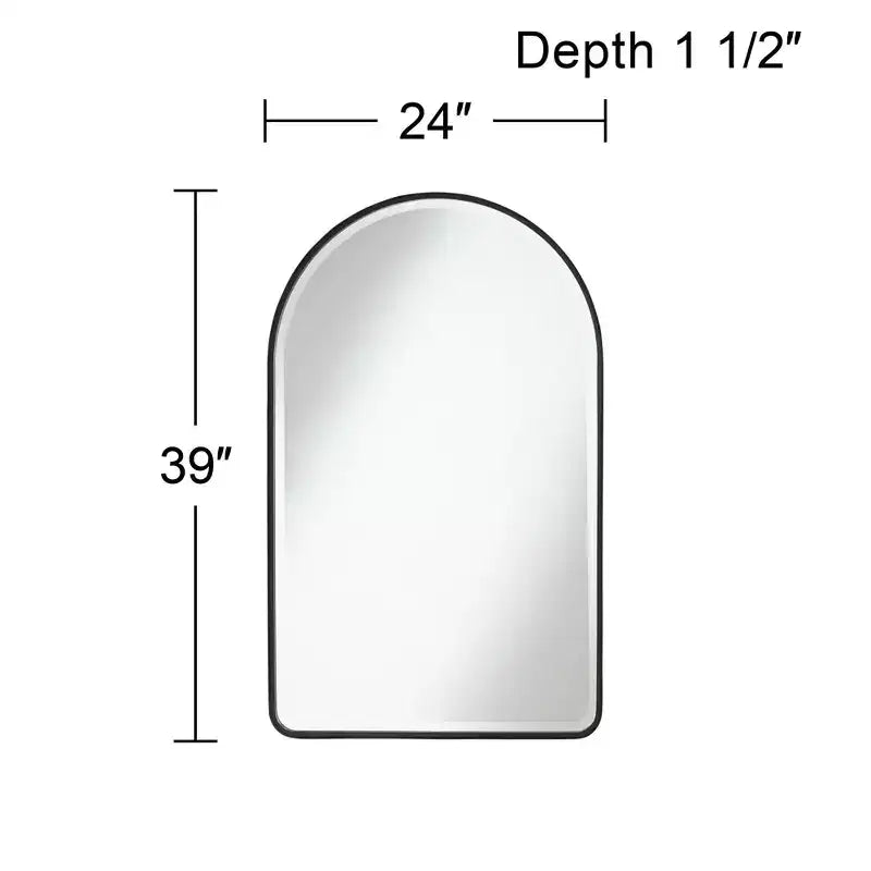 Metal Arch Wall Mirror with Matte Black Frame 24"