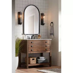 Miroir mural arche en métal avec cadre noir mat 24 po
