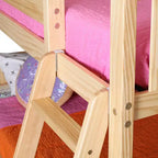 Lit superposé simple en pin avec rideaux en coton 50 po