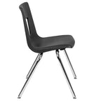 Chaise d'école empilable en polypropylène à dossier ouvert de 18 po