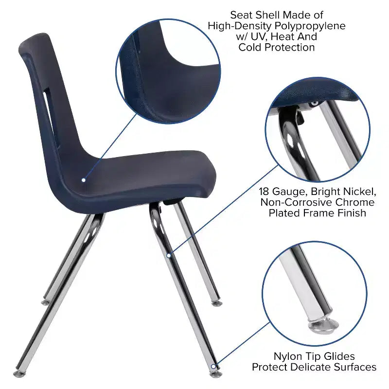 Polypropylene Stackable Open-Back School Chair 18"
