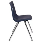 Chaise d'école empilable en polypropylène à dossier ouvert de 18 po
