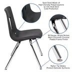 Chaise d'école empilable en polypropylène à dossier ouvert de 18 po