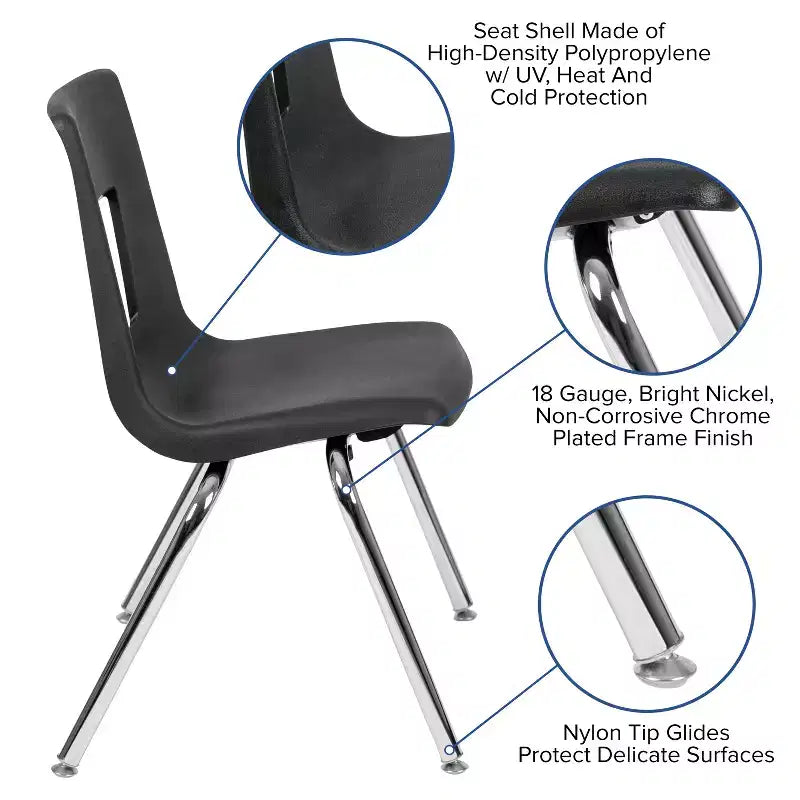 Polypropylene Stackable Open-Back School Chair 18"