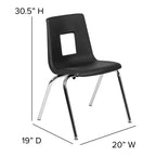 Chaise d'école empilable en polypropylène à dossier ouvert de 18 po