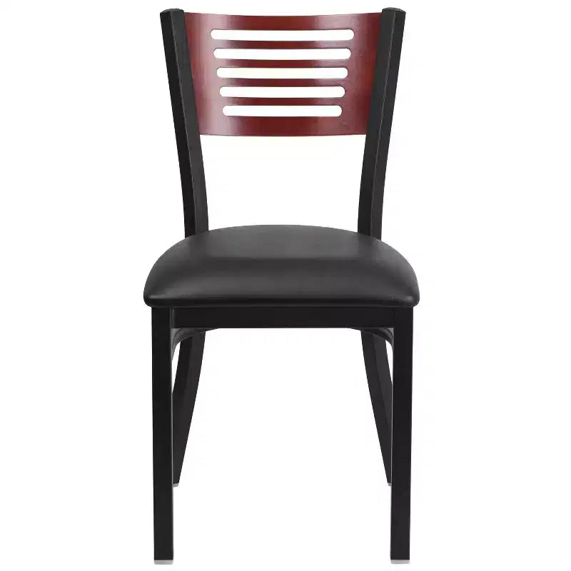 Metal Slat Back Dining Chair with Vinyl Seat