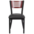 Chaise de salle à manger à dossier en lattes métalliques et siège en vinyle