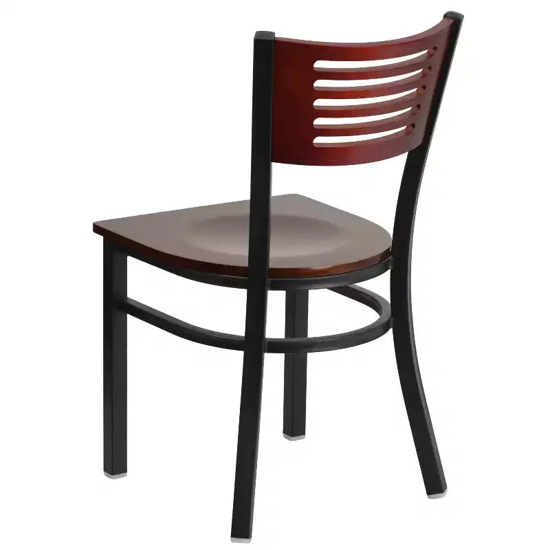 Metal Slat Back Dining Chair with Vinyl Seat