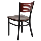 Chaise de salle à manger à dossier en lattes métalliques et siège en vinyle