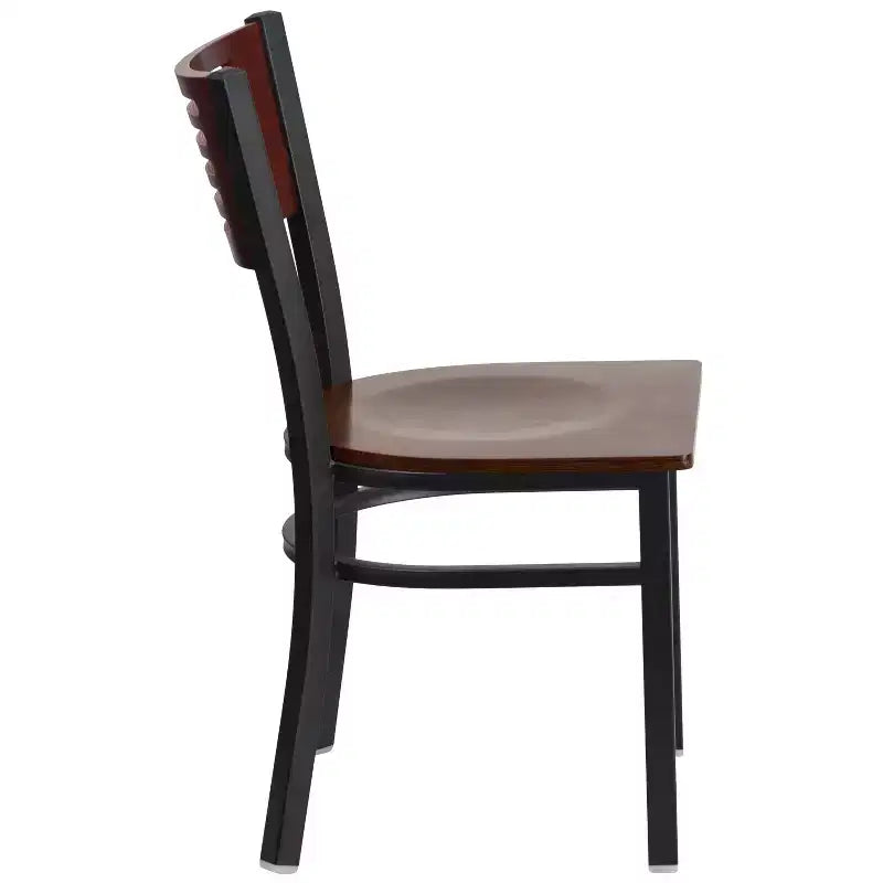 Metal Slat Back Dining Chair with Vinyl Seat