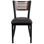 Chaise de salle à manger à dossier en lattes métalliques et siège en vinyle