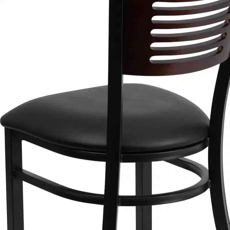 Metal Slat Back Dining Chair with Vinyl Seat