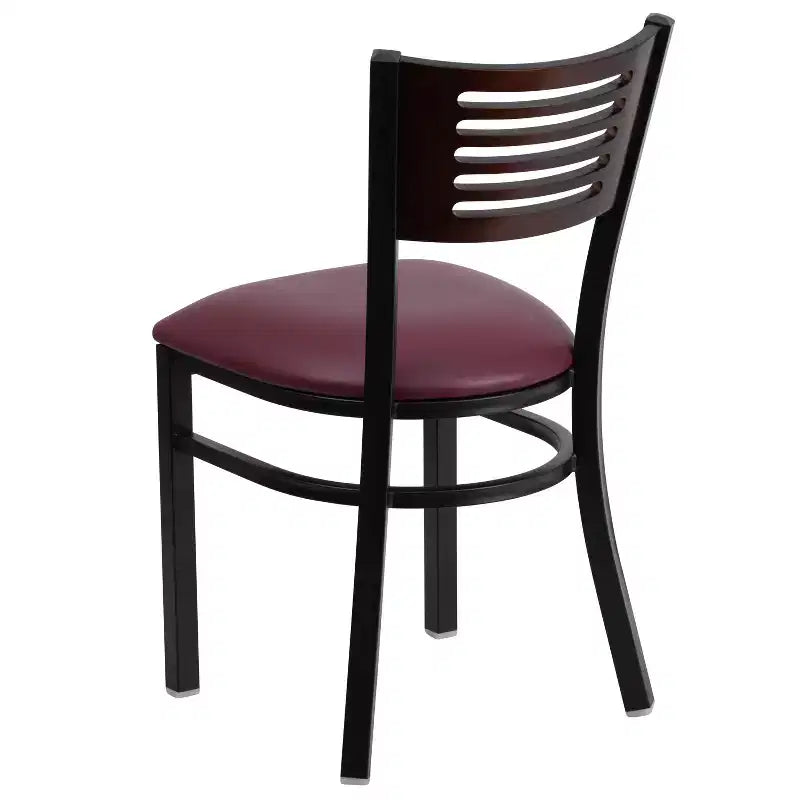 Metal Slat Back Dining Chair with Vinyl Seat