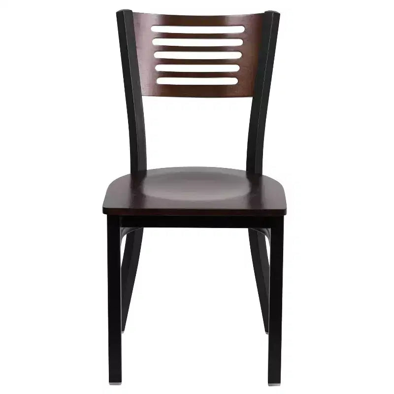 Metal Slat Back Dining Chair with Vinyl Seat