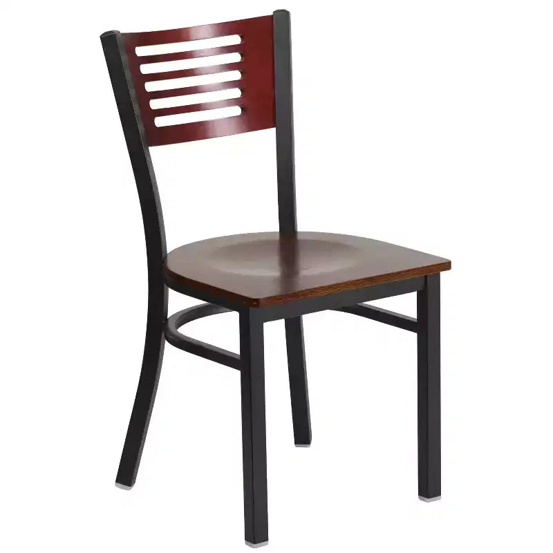 Metal Slat Back Dining Chair with Vinyl Seat