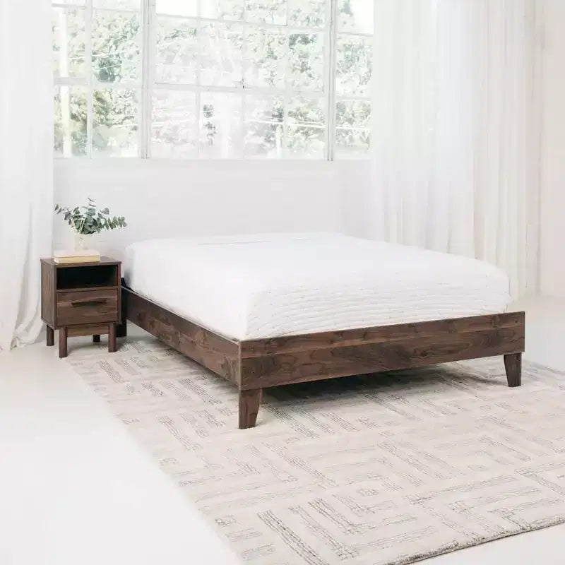 Wood Platform Bed Mocha Full/Queen
