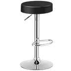 Tabouret de bar rond réglable et pivotant en similicuir avec repose-pieds