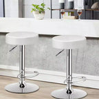 Tabouret de bar rond réglable et pivotant en similicuir avec repose-pieds