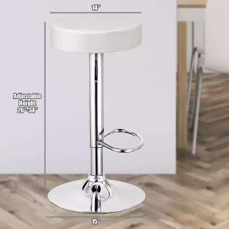 PU Leather Adjustable Swivel Round Bar Stool with Footrest
