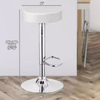 Tabouret de bar rond réglable et pivotant en similicuir avec repose-pieds