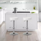 Tabouret de bar rond réglable et pivotant en similicuir avec repose-pieds