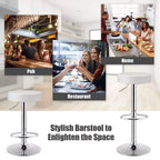Tabouret de bar rond réglable et pivotant en similicuir avec repose-pieds
