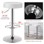 Tabouret de bar rond réglable et pivotant en similicuir avec repose-pieds