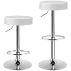 Tabouret de bar rond réglable et pivotant en similicuir avec repose-pieds