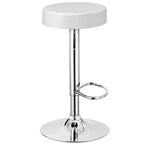 Tabouret de bar rond réglable et pivotant en similicuir avec repose-pieds