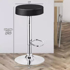 Tabouret de bar rond réglable et pivotant en similicuir avec repose-pieds