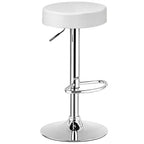 Tabouret de bar rond réglable et pivotant en similicuir avec repose-pieds