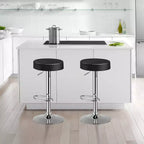 Tabouret de bar rond réglable et pivotant en similicuir avec repose-pieds