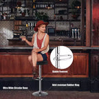 Tabouret de bar rond réglable et pivotant en similicuir avec repose-pieds