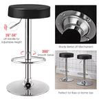 Tabouret de bar rond réglable et pivotant en similicuir avec repose-pieds