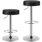 Tabouret de bar rond réglable et pivotant en similicuir avec repose-pieds