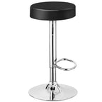 Tabouret de bar rond réglable et pivotant en similicuir avec repose-pieds