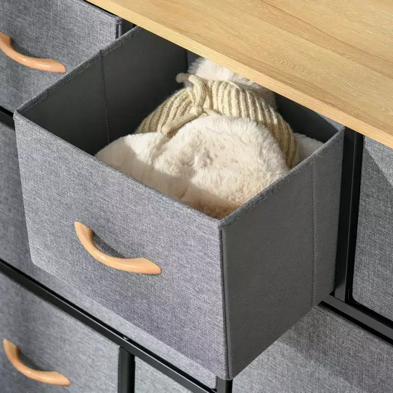 Steel Frame Fabric 8-Drawer Storage Dresser 3-Tier