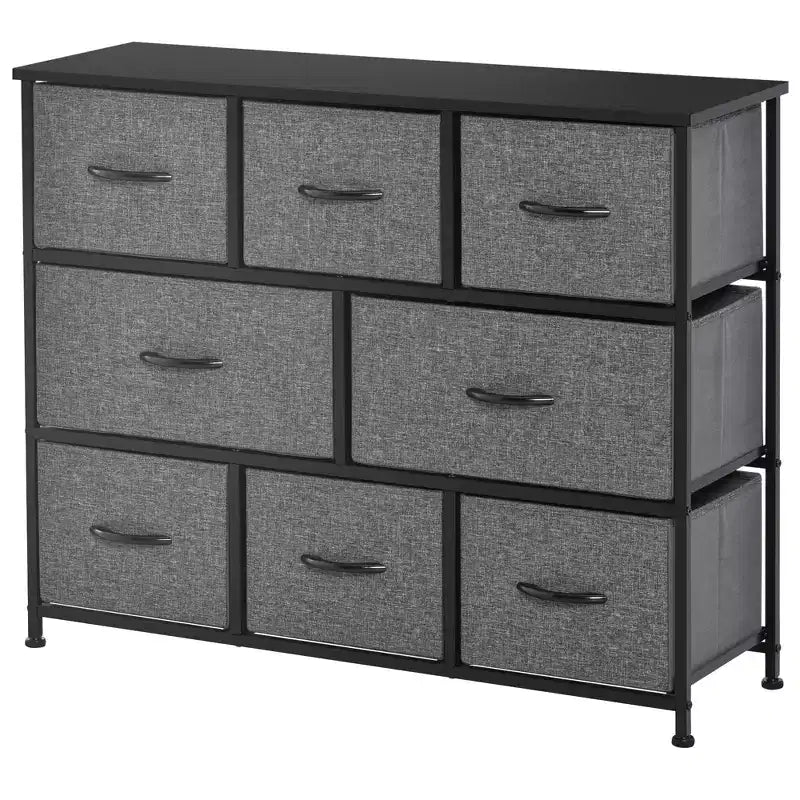 Steel Frame Fabric 8-Drawer Storage Dresser 3-Tier