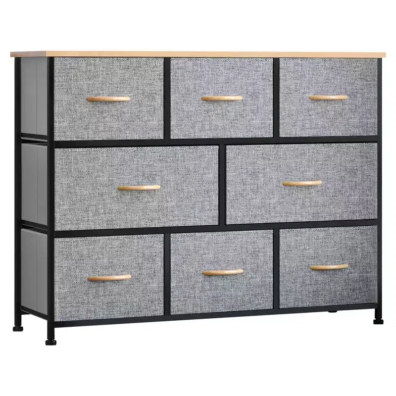 Steel Frame Fabric 8-Drawer Storage Dresser 3-Tier
