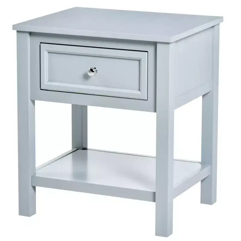 Wood Accent End Table with Drawer and Bottom Shelf 22"