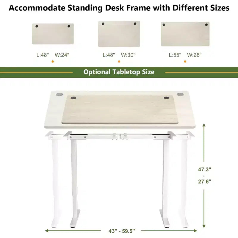 Wood Universal Tabletop for Standard and Standing Desk Frame 48"x30"