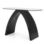 Table de canapé à plateau en verre trempé et pieds courbés 119 cm