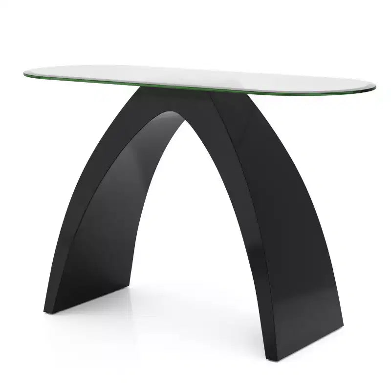 Tempered Glass Top Sofa Table with Curved Legs 47"
