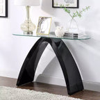 Table de canapé à plateau en verre trempé et pieds courbés 119 cm