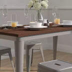 Table à manger rectangulaire en acier galvanisé et bois de noyer 60"